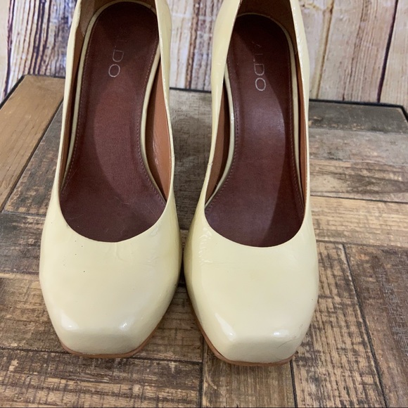 Aldo Cream Wooden boxed toe heels size 39 - Picture 4 of 11